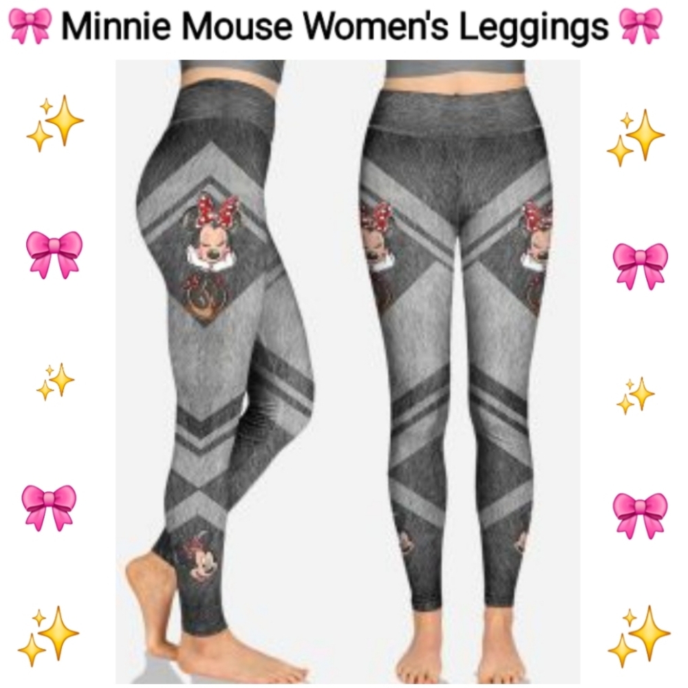 Minnie Mouse Women's Gray Leggings, Size L - Picture 9 of 9